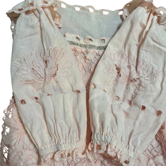 Sundance Blush Pink Embroidered Lace Blouse Romantic Top Sz S - Picture 8 of 11